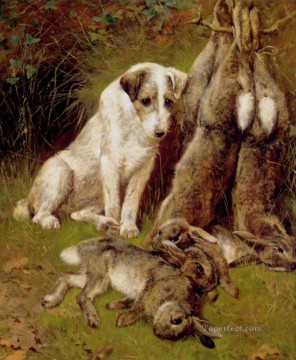 The Days Bag animal Arthur Wardle dog Oil Paintings